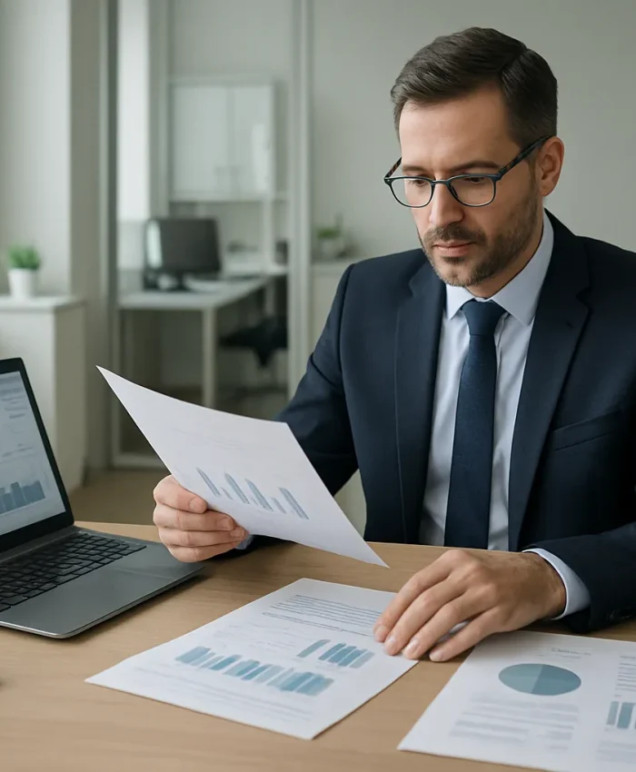 Clínica analisando IBS e CBS na emissão de notas fiscais com apoio contábil.